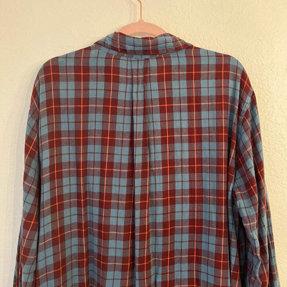 NATURAL LIFE Teal and Rust Plaid Midi Shirt Dress - Picture 9 of 13